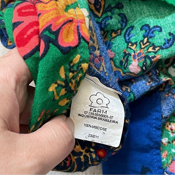 Farm Rio Tank Top printed bright womens Blue (xsmall) colorful summer hippie - Picture 7 of 7